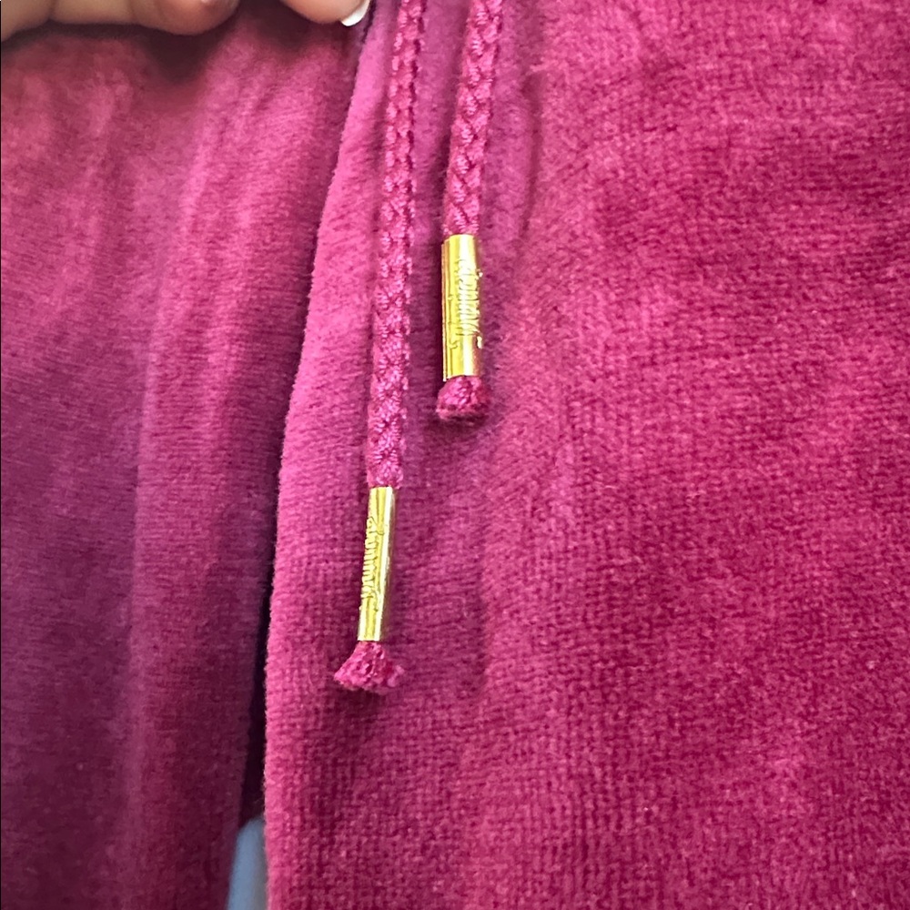 Vintage Juicy Couture Velour Drawstring Lounge Pants in Deep Wine/ Berry M Long - Picture 2 of 8